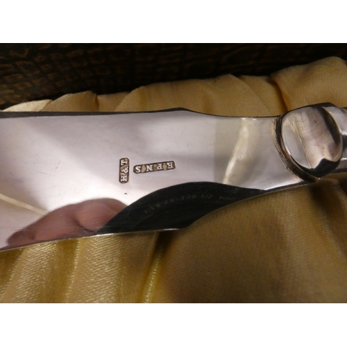 110 - Pair of cased antique EP and bone handled fish servers, another cased fish service, carving set and ... 
