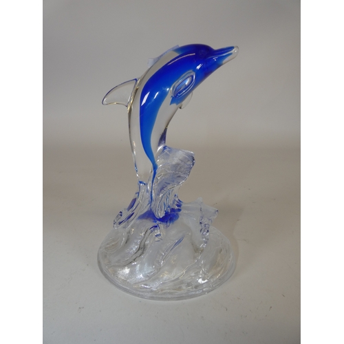 306 - Murano glass bird sculpture, with pink inclusions, with similar Italian glass paperweight, and art g... 