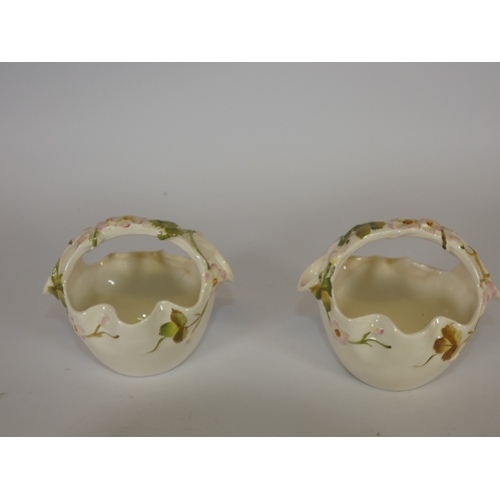 310 - George Jones faience ceramic strawberry dish with integral sugar bowls.