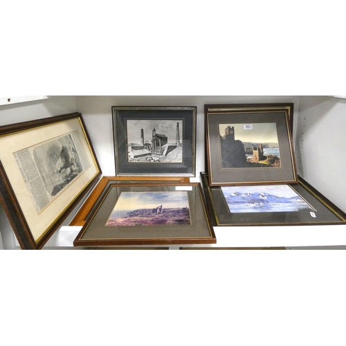 323 - Shelve lot of Island photographs and amateur artist pictures.
