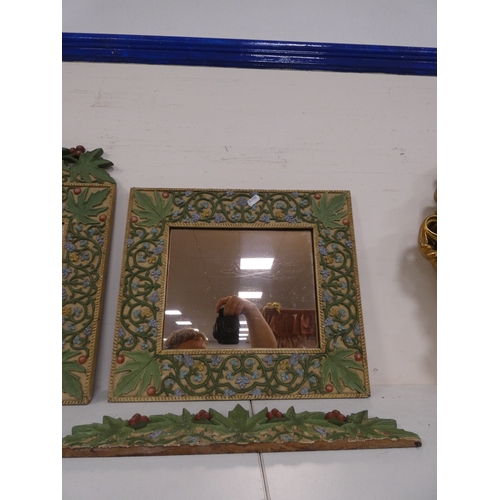 350 - Pair of wall mirrors with painted wood frames, and a small gilt wall mirror. (3)