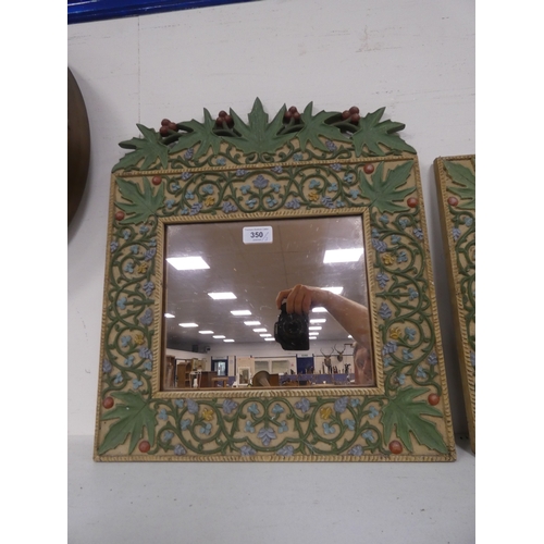 350 - Pair of wall mirrors with painted wood frames, and a small gilt wall mirror. (3)