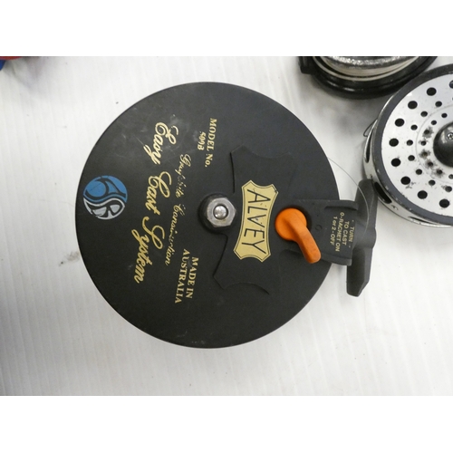 74 - Group of five fishing reels comprising of four fly reels, and an Alvey 500B sea reel. (5)