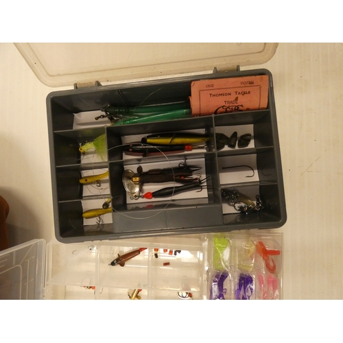 81 - Fishing bag containing assorted boxes of trout lures etc.