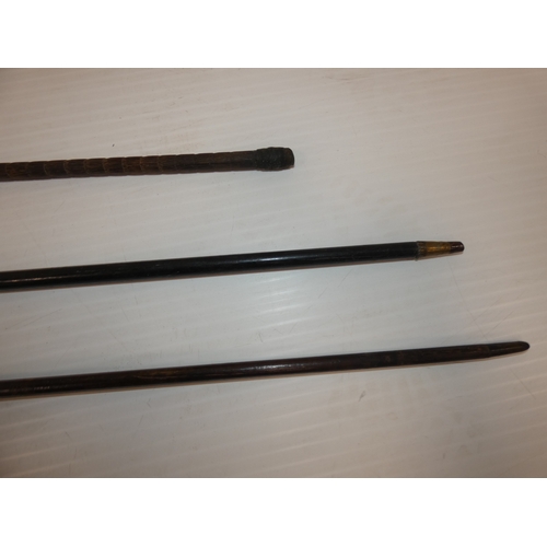 87 - Two Edwardian silver mounted walking sticks, to include an ebonised example with antler grip, and an... 