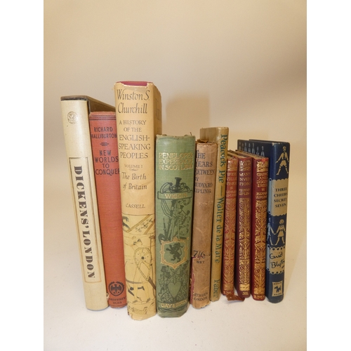 93 - Two boxes of topical books and novels, to include Rudyard Kipling novels, published in 1913 and late... 