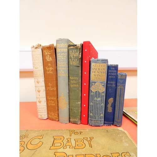 85 - RACKHAM ARTHUR.  Rip Van Winkle and Peter Pan. 2 vols. Poor cond. & def. bdgs. but with tipped i... 
