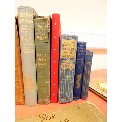 85 - RACKHAM ARTHUR.  Rip Van Winkle and Peter Pan. 2 vols. Poor cond. & def. bdgs. but with tipped i... 