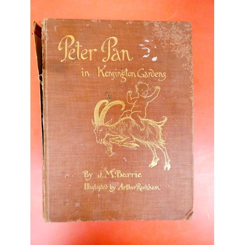 85 - RACKHAM ARTHUR.  Rip Van Winkle and Peter Pan. 2 vols. Poor cond. & def. bdgs. but with tipped i... 