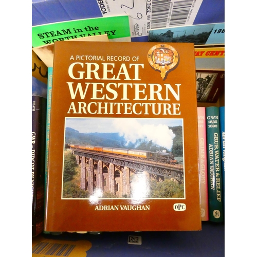 87 - Railways.&nbsp;&nbsp;A large carton of books & softback publications, many in d.w's.... 