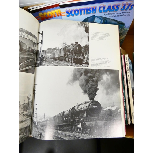 90 - Railways.&nbsp;&nbsp;A large carton of books & softback publications, many in d.w's.... 