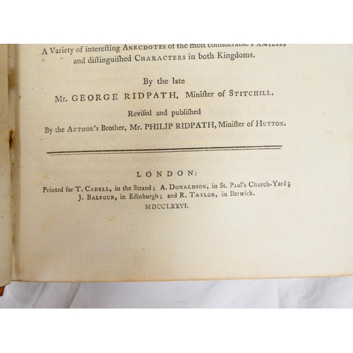 RIDPATH GEORGE & PHILIP. The Border-History of England & Scotland ...