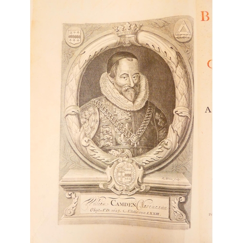 236 - CAMDEN WILLIAM.&nbsp;&nbsp;Britannia. Ed. by Edmund Gibson. 2 vols. Titles in red & black. Eng. ... 
