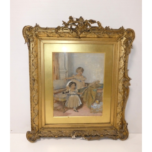 1 - 19th century SchoolCatherine and Anne, Daughters of Sir W. Maxwell.watercolour, 45cm x 35cm, in gilt... 