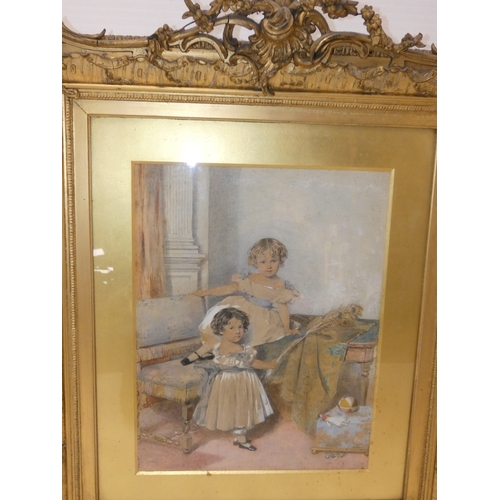 1 - 19th century SchoolCatherine and Anne, Daughters of Sir W. Maxwell.watercolour, 45cm x 35cm, in gilt... 
