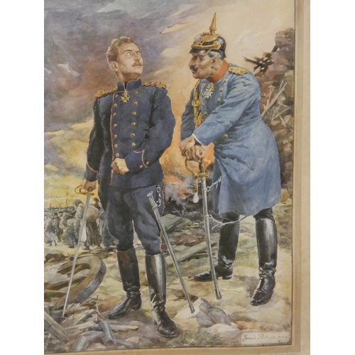 10 - After Bernard PartridgeUnconquerable, Depicting Kaiser Wilhelm and King of Belgium, Lithograph publi... 