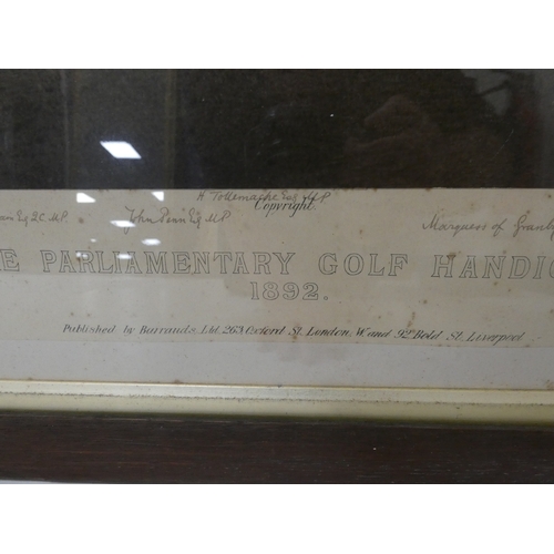 12 - The Parliamentary Golf Handicap 1892, with signatures, photograph published by Barrauds, London, 53c... 