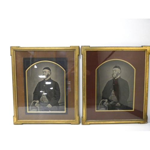 13 - Three Edwardian photograph portraits of a sporting gentleman, each 60cm x 43cm.