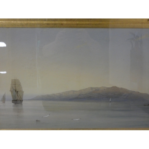 14 - John Lamb, British 1839-1909Beach head in the Canaries.Signed and dated 1889, watercolour, 42cm x 69... 