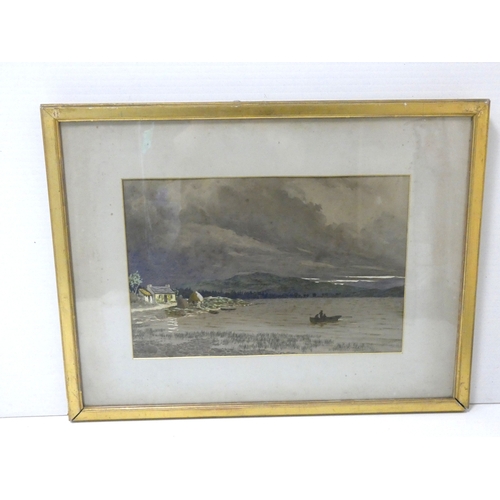 18 - Sir Herbert Eustace Maxwell 7th BtScottish 1845-1937.Fishing on a loch.watercolour, signed and dated... 