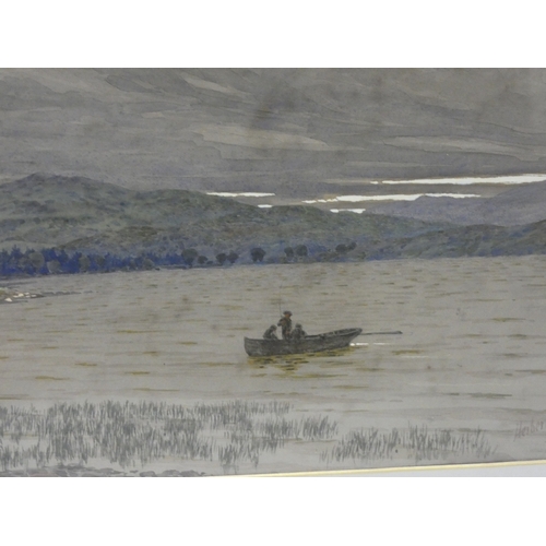 18 - Sir Herbert Eustace Maxwell 7th BtScottish 1845-1937.Fishing on a loch.watercolour, signed and dated... 