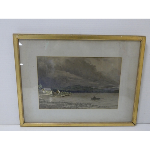 18 - Sir Herbert Eustace Maxwell 7th BtScottish 1845-1937.Fishing on a loch.watercolour, signed and dated... 