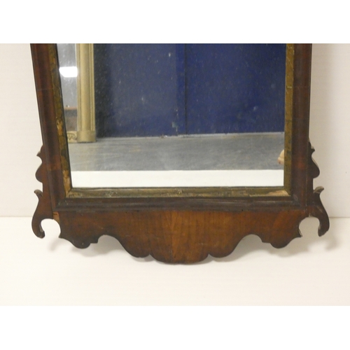 2 - 19th century mahogany fret carved wall mirror, 84cm high.