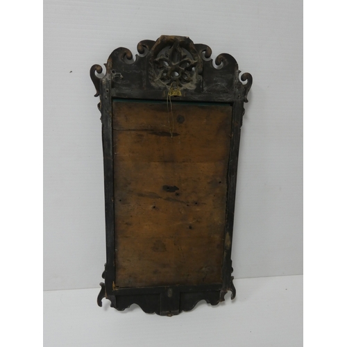 2 - 19th century mahogany fret carved wall mirror, 84cm high.