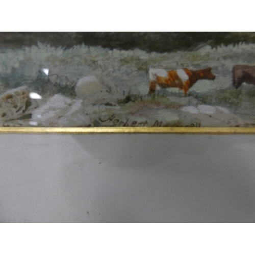 21 - Sir Herbert Eustace Maxwell 7th BtScottish 1845-1937.Cattle grazing by a lake.Signed and dated 1873,... 