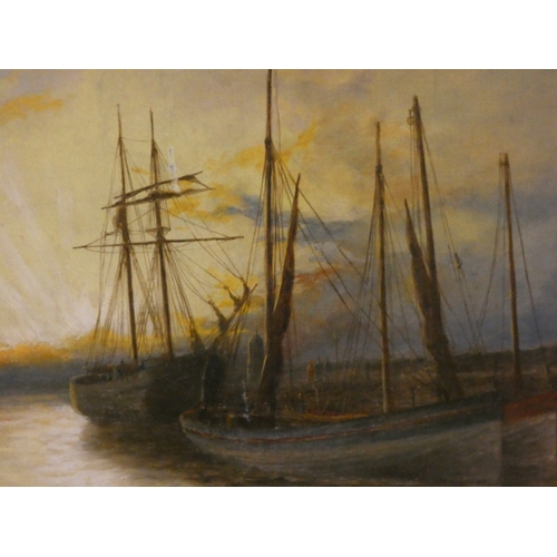 23 - G.J. Ride, British 19th century.Castle and Piersigned oil on canvas, Label verso for Whates FA Galle... 