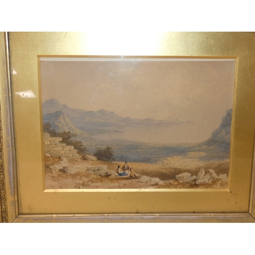 3 - 19th century Italian SchoolThree figures by a lake.watercolour, 20cm x 28cm, and a companion. (2)... 