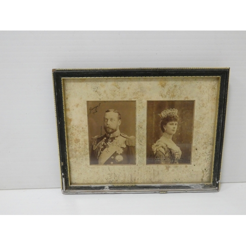 30 - Signed photograph of George V and Queen Mary.Dated 1908, twin photographs. 14cm x 10cm.
