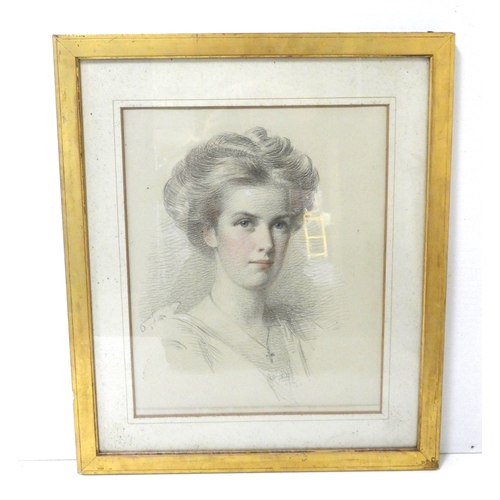 35 - British School c. early 20th century.Portrait of an aristocratic lady.unsigned pastel.... 