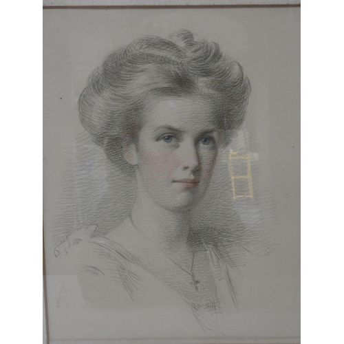 35 - British School c. early 20th century.Portrait of an aristocratic lady.unsigned pastel.... 