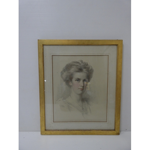 35 - British School c. early 20th century.Portrait of an aristocratic lady.unsigned pastel.... 