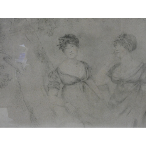 39 - British SchoolSketch of two seated ladies.charcoal and pastel, signed and dated indistinctly, charco... 