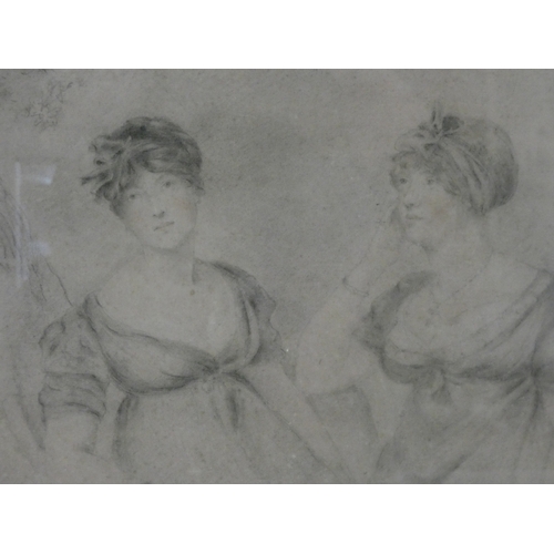 39 - British SchoolSketch of two seated ladies.charcoal and pastel, signed and dated indistinctly, charco... 