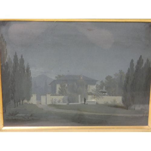 4 - 19th century SchoolFigure by a house in a garden.watercolour, 24cm x 30cm, framed.... 