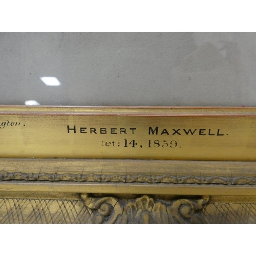 42 - British School, 19th centuryPortrait of Herbert Maxwell as a young boy in 1859.pastel, titled to the... 