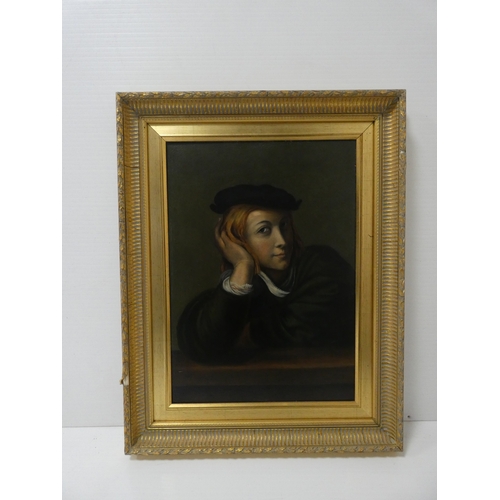 43 - Portrait of the artist Raphael, after the original displayed in the Louvre Paris, inscribed labels t... 