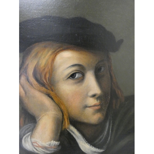 43 - Portrait of the artist Raphael, after the original displayed in the Louvre Paris, inscribed labels t... 