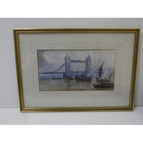 47 - British School c. 19th century.Boats on the Thames at Tower Bridge.watercolour, and another watercol... 
