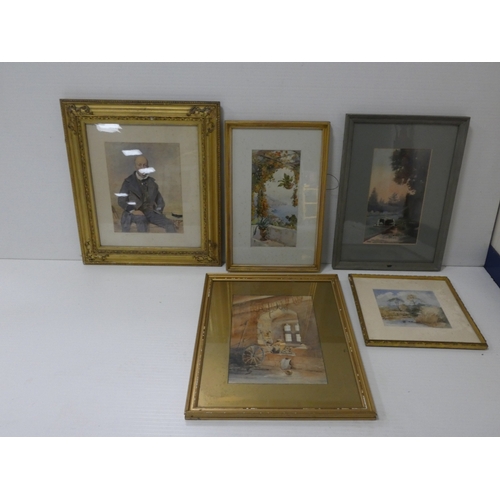 48 - British School c. early 20th centuryPortrait of a seated Gentleman.watercolour in gesso frame, and f... 