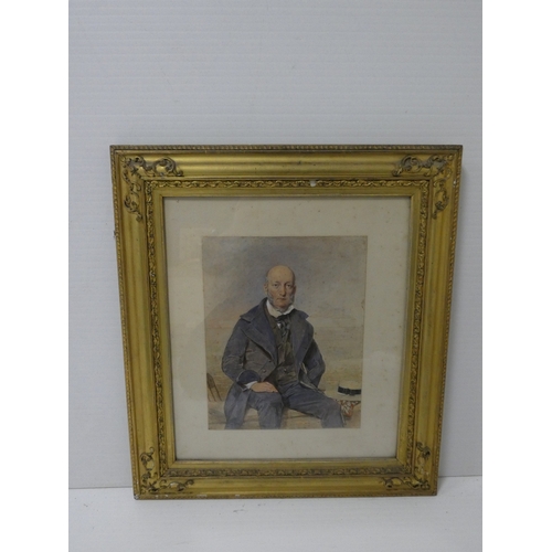 48 - British School c. early 20th centuryPortrait of a seated Gentleman.watercolour in gesso frame, and f... 