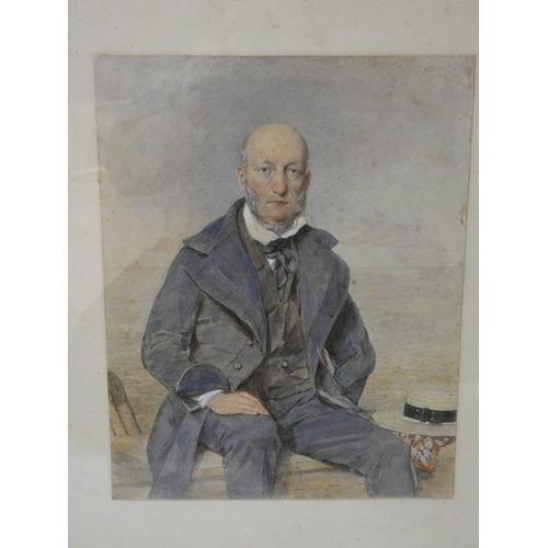 48 - British School c. early 20th centuryPortrait of a seated Gentleman.watercolour in gesso frame, and f... 
