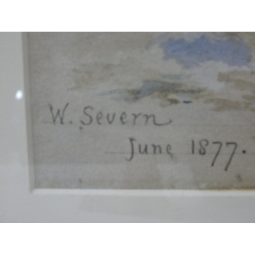 51 - Walter Severn, British 1830-1894.Lakeside scene with fishing boat.watercolour, signed and dated June... 