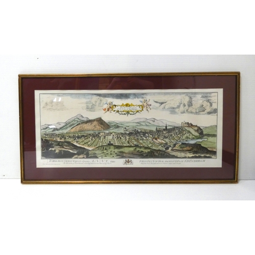 52 - Prospect of Her Ancient City of Edinburgh, colour print, framed and glazed.