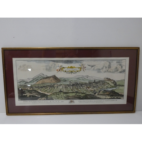 52 - Prospect of Her Ancient City of Edinburgh, colour print, framed and glazed.