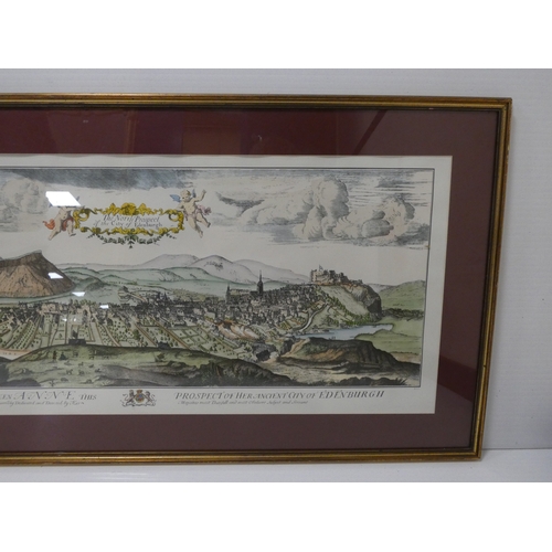 52 - Prospect of Her Ancient City of Edinburgh, colour print, framed and glazed.