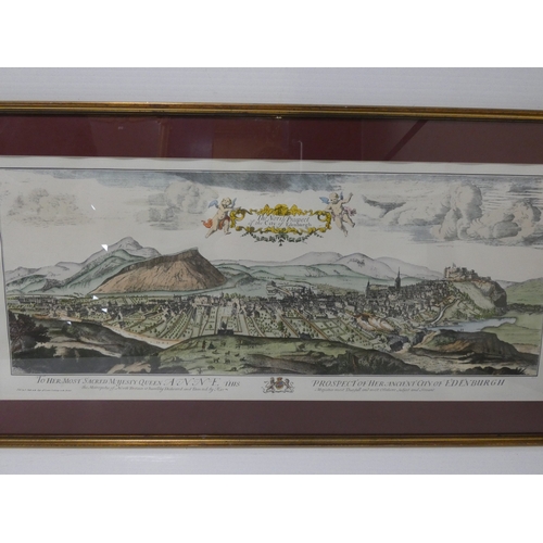 52 - Prospect of Her Ancient City of Edinburgh, colour print, framed and glazed.